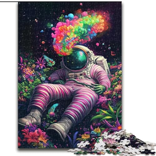 Puzzle für Erwachsene und Jugendliche, 1000 Teile, Psychedelischer Astronaut, Lernspiele, Heimdekoration, geeignet für die Schreibtischdekoration (Größe 26x38cm) von LiJianXXR