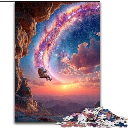 Puzzle für Erwachsene und Jugendliche, 1000 Teile, Psychedelischer Astronaut, Lernspiele, Heimdekoration, geeignet für die Schreibtischdekoration (Größe 26x38cm) von LiJianXXR