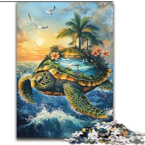 Puzzle für Erwachsene und Jugendliche, 1000 Teile, Schildkröteninsel-Szene, Lernspiele, Heimdekoration, geeignet für die Schreibtischdekoration (Größe 26x38cm) von LiJianXXR