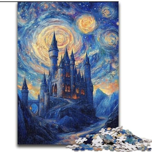 Puzzle für Erwachsene und Jugendliche, 1000 Teile, Schloss unter den Sternen, Lernspiele, Heimdekoration, geeignet als Schreibtischdekoration (Größe 26x38cm) von LiJianXXR