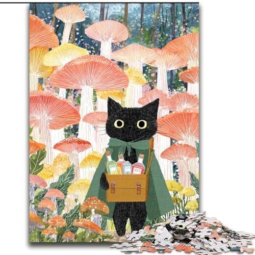 Puzzle für Erwachsene und Jugendliche, 1000 Teile, Schwarze Katze, Spielzeug, Lernspiele, Stressabbau, Stärkung der Liebe zwischen Paaren (Größe 50x75cm) von LiJianXXR