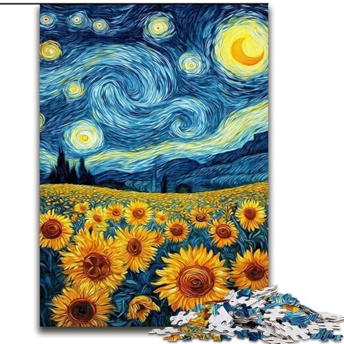 Puzzle für Erwachsene und Jugendliche, 1000 Teile, Sternenhimmel, Sonnenblume, Lernspiele, Heimdekoration, geeignet für die Schreibtischdekoration (Größe 50x75cm) von LiJianXXR