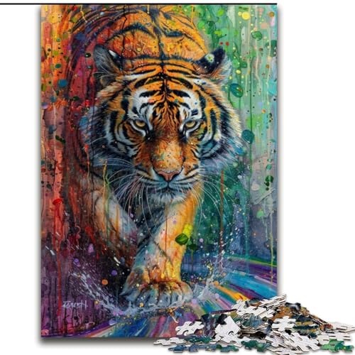 Puzzle für Erwachsene und Jugendliche, 1000 Teile, Tiger-Ölgemälde, Spielzeug, Lernspiele, Stressabbau, Stärkung der Liebe zwischen Paaren (Größe 50x75cm) von LiJianXXR