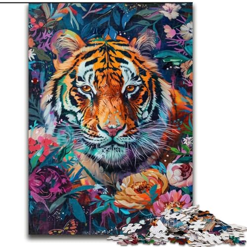 Puzzle für Erwachsene und Jugendliche, 1000 Teile, Tigerblumen, Lernspiele, Heimdekoration, geeignet für die Schreibtischdekoration (Größe 26x38cm) von LiJianXXR