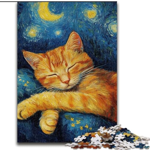 Puzzle für Erwachsene und Jugendliche, 1000 Teile, Van Gogh, Nachthimmelkatze, Spielzeug, Lernspiele, Stressabbau, Stärkung der Liebe zwischen Paaren (Größe 26x38cm) von LiJianXXR