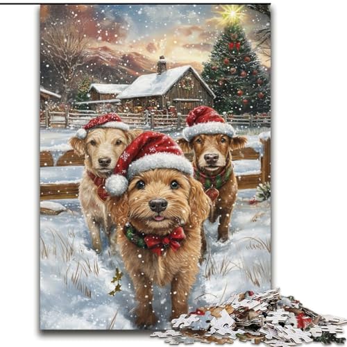 Puzzle für Erwachsene und Jugendliche, 1000 Teile, Weihnachtshund, Spielzeug, Lernspiele, Stressabbau, Stärkung der Liebe zwischen Paaren (Größe 50x75cm) von LiJianXXR