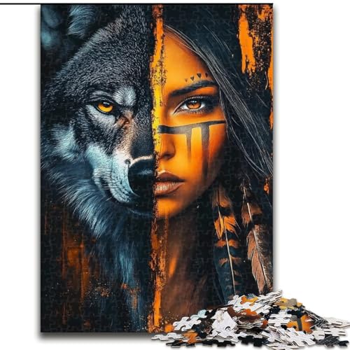 Puzzle für Erwachsene und Jugendliche, 1000 Teile, Wolfsmädchen, Spielzeug, Lernspiele, Stressabbau, Stärkung der Liebe zwischen Paaren (Größe 50x75cm) von LiJianXXR