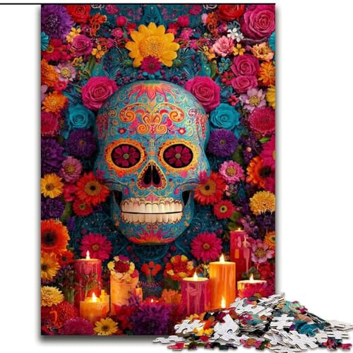 Puzzle für Erwachsene und Jugendliche, 1000 Teile, Zuckerschädel-Frau, Spielzeug, Lernspiele, Stressabbau, Stärkung der Liebe zwischen Paaren (Größe 50x75cm) von LiJianXXR