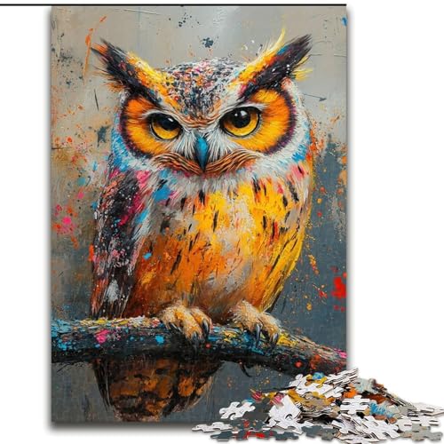 Puzzle für Erwachsene und Jugendliche, 1000 Teile, geheimnisvolle Eule, Lernspiele, Heimdekoration, geeignet als Schreibtischdekoration (Größe 26x38cm) von LiJianXXR