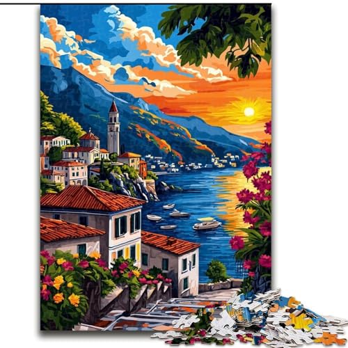 Puzzle für Erwachsene und Jugendliche, 1000 Teile, italienisches Stadtbild, Spielzeug, Lernspiele, Stressabbau, Stärkung der Liebe zwischen Paaren (Größe 26x38cm) von LiJianXXR