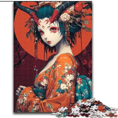 Puzzle für Erwachsene und Jugendliche, 1000 Teile, japanische Geisha-Anime, Spielzeug, Lernspiele, Stressabbau, Stärkung der Liebe zwischen Paaren (Größe 26x38cm) von LiJianXXR