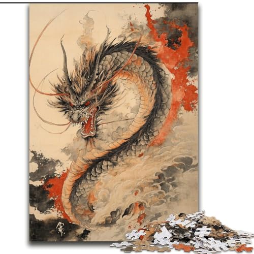 Puzzle für Erwachsene und Jugendliche, 1000 Teile, japanischer Wellendrache, Spielzeug, Lernspiele, Stressabbau, Stärkung der Liebe zwischen Paaren (Größe 50x75cm) von LiJianXXR
