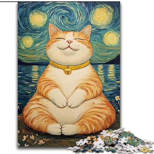 Puzzle für Erwachsene und Jugendliche, 1000 Teile, meditierende Katze, Spielzeug, Lernspiele, Stressabbau, Stärkung der Liebe zwischen Paaren (Größe 26x38cm) von LiJianXXR