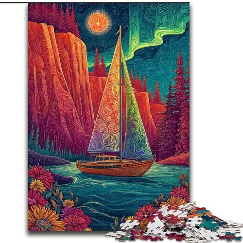 Puzzle für Erwachsene und Jugendliche, 1000 Teile, psychedelisches Boot, Lernspiele, Heimdekoration, geeignet für die Schreibtischdekoration (Größe 26x38cm) von LiJianXXR