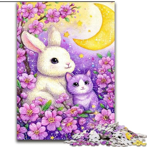 Puzzle für Erwachsene und Jugendliche, Puzzle Blumenhase, für Kinder ab 14 Jahren, Lernspiel, Herausforderung, Spielzeug, Geschenk zum Geburtstag (Größe 26x38cm) von LiJianXXR