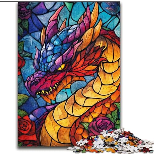 Puzzle für Erwachsene und Jugendliche, Puzzle Bunter Drache, für Kinder ab 14 Jahren, Lernspiel, Herausforderung, Spielzeug, Geschenk zum Geburtstag (Größe 26x38cm) von LiJianXXR