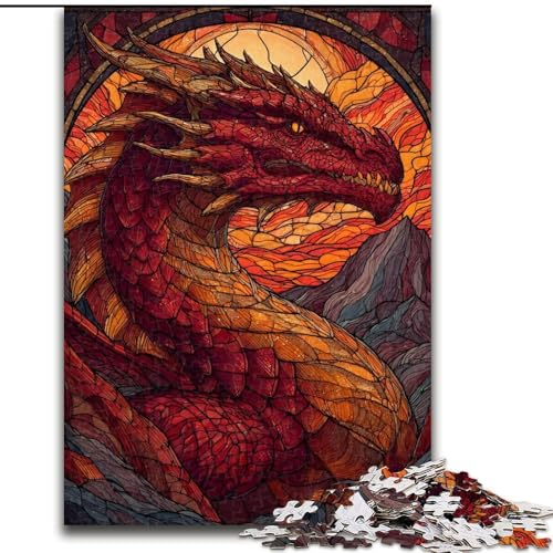 Puzzle für Erwachsene und Jugendliche, Puzzle Buntglasdrache, für Kinder ab 14 Jahren, Lernspiel, Herausforderung, Spielzeug, Geschenk zum Geburtstag (Größe 26x38cm) von LiJianXXR