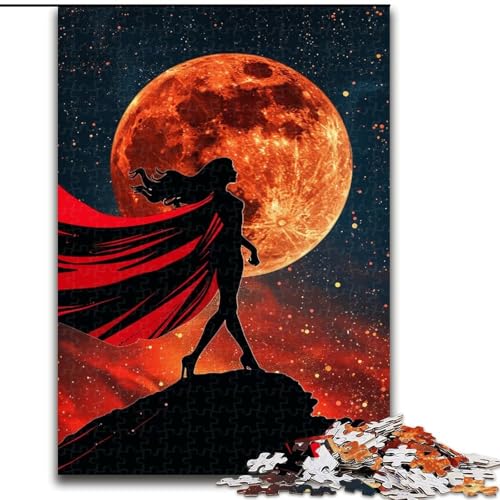 Puzzle für Erwachsene und Jugendliche, Puzzle Kriegermädchen unter dem Mond, für Kinder ab 14 Jahren, Lernspiel, Herausforderung, Spielzeug, Geschenk zum Geburtstag (Größe 50x75cm) von LiJianXXR