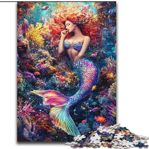 Puzzle für Erwachsene und Jugendliche, Puzzle Meerjungfrau, für Kinder ab 14 Jahren, Lernspiel, Herausforderung, Spielzeug, Geschenk zum Geburtstag (Größe 26x38cm) von LiJianXXR