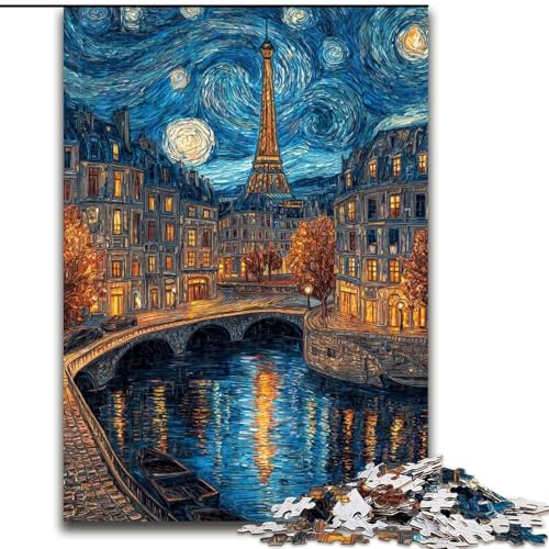 Puzzle für Erwachsene und Jugendliche, Puzzle Nachthimmel Frankreich, für Kinder ab 14 Jahren, Lernspiel, Herausforderung, Spielzeug, Geschenk zum Geburtstag (Größe 50x75cm) von LiJianXXR