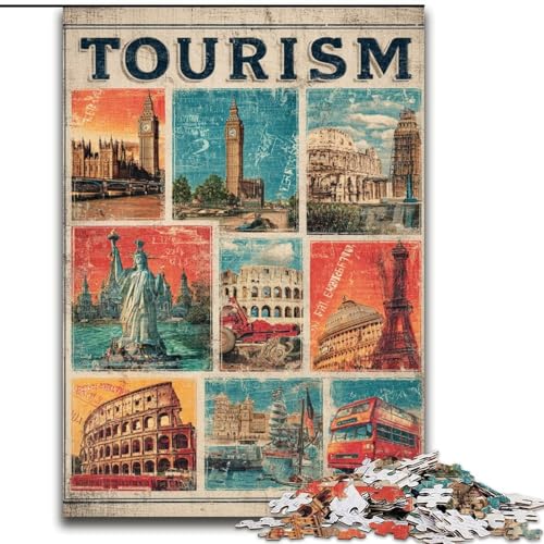 Puzzle für Erwachsene und Jugendliche, Puzzle Paris Collage, für Kinder ab 14 Jahren, Lernspiel, Herausforderung, Spielzeug, Geschenk zum Geburtstag (Größe 50x75cm) von LiJianXXR