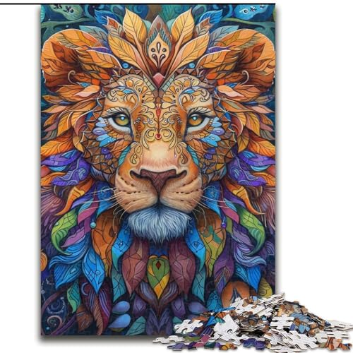 Puzzle für Erwachsene und Jugendliche, Puzzle Psychedelischer Löwe, für Kinder ab 14 Jahren, Lernspiel, Herausforderung, Spielzeug, Geschenk zum Geburtstag (Größe 50x75cm) von LiJianXXR