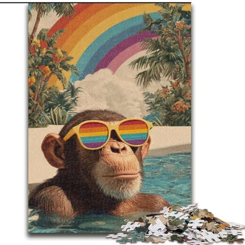 Puzzle für Erwachsene und Jugendliche, Puzzle Schimpansen am Strand, für Kinder ab 14 Jahren, Lernspiel, Herausforderung, Spielzeug, Geschenk zum Geburtstag (Größe 26x38cm) von LiJianXXR