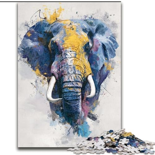 Puzzle für Erwachsene und Jugendliche, Puzzle Schwarzgoldener Elefant, für Kinder ab 14 Jahren, Lernspiel, Herausforderung, Spielzeug, Geschenk zum Geburtstag (Größe 50x75cm) von LiJianXXR