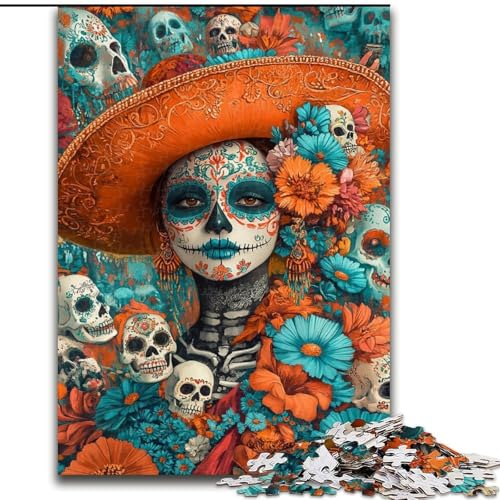 Puzzle für Erwachsene und Jugendliche, Puzzle im mexikanischen Stil, Totenkopf, für Kinder ab 14 Jahren, Lernspiel, Herausforderung, Spielzeug, Geschenk zum Geburtstag (Größe 50x75cm) von LiJianXXR