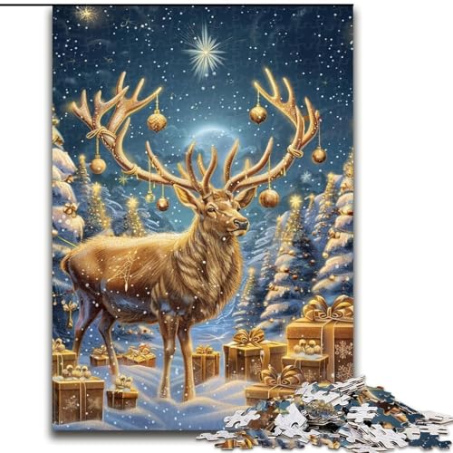 Puzzle für Jugendliche, Weihnachtshirsch, für Kinder ab 14 Jahren, Heimdekoration als Geschenk für die ganze Familie und Freunde (Größe 26x38cm) von LiJianXXR