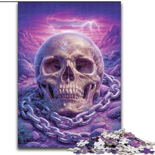 Puzzle für Teenager, 1000, lila Totenkopf, Lernspiele, Heimdekoration, geeignet für die Schreibtischdekoration (Größe 26x38cm) von LiJianXXR