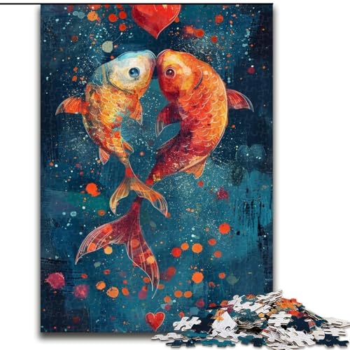 Puzzle für Teenager, 1000 Koi-Paare, Lernspiele, Heimdekoration, geeignet für die Schreibtischdekoration (Größe 26x38cm) von LiJianXXR