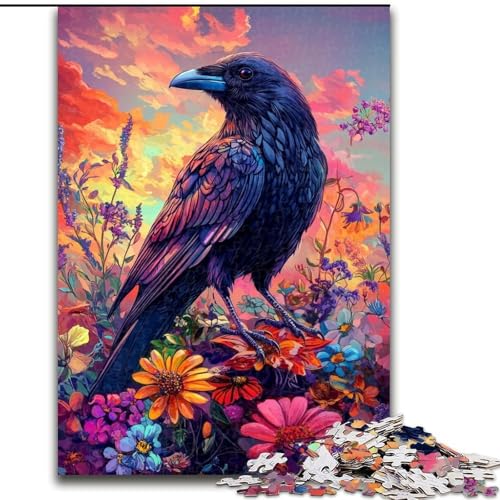 Puzzle für Teenager, 1000 Krähen und Blumen, Lernspiele, Heimdekoration, geeignet für die Schreibtischdekoration (Größe 26x38cm) von LiJianXXR