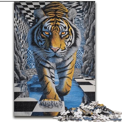 Puzzle für Teenager, 1000 Psychedelic Tiger, Lernspiele, Heimdekoration, geeignet für die Schreibtischdekoration (Größe 50x75cm) von LiJianXXR