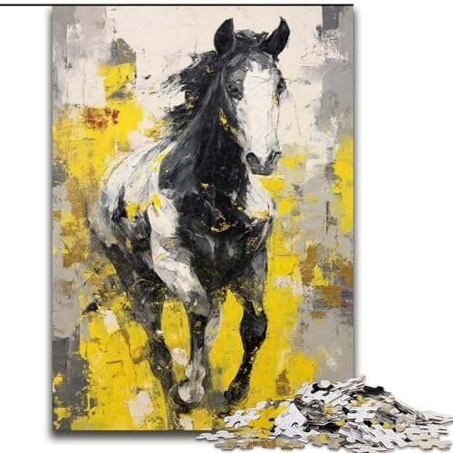 Puzzle für Teenager, 1000 Schwarze goldene Pferde, Lernspiele, Heimdekoration, geeignet für die Schreibtischdekoration (Größe 50x75cm) von LiJianXXR