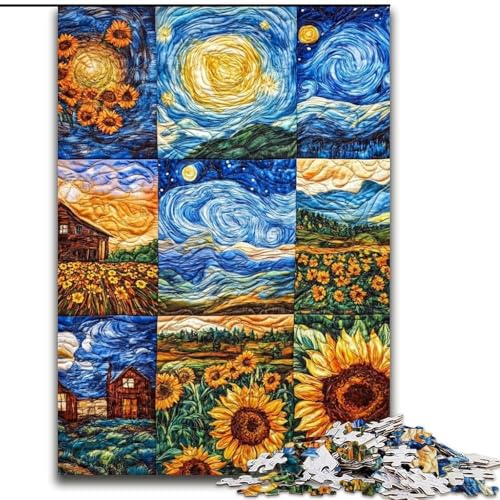 Puzzle für Teenager, 1000 Sonnenblumen-Collagen, Lernspiele, Heimdekoration, geeignet für die Schreibtischdekoration (Größe 26x38cm) von LiJianXXR