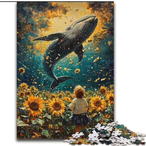 Puzzle für Teenager, 1000 Sonnenblumen und Wale, Lernspiele, Heimdekoration, geeignet für die Schreibtischdekoration (Größe 26x38cm) von LiJianXXR