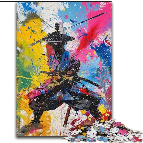 Puzzle für Teenager, 1000 Teile, Ninja-Samurai-Ölgemälde, hilft dem Gehirn, süchtig machendes Spielzeug zu trainieren, um Geduld zu fördern und das Gedächtnis zu verbessern (Größe 50x75cm) von LiJianXXR