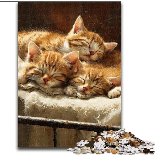 Puzzle für Teenager, 1000 Teile, Orange Cat Baby, Quizspiel, Wanddekoration, einzigartige Geburtstags (Größe 26x38cm) von LiJianXXR
