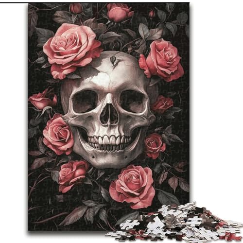 Puzzle für Teenager, 1000 Teile, Totenkopf-Rose, hilft dem Gehirn, süchtig machendes Spielzeug zu trainieren, um Geduld zu fördern und das Gedächtnis zu verbessern (Größe 50x75cm) von LiJianXXR