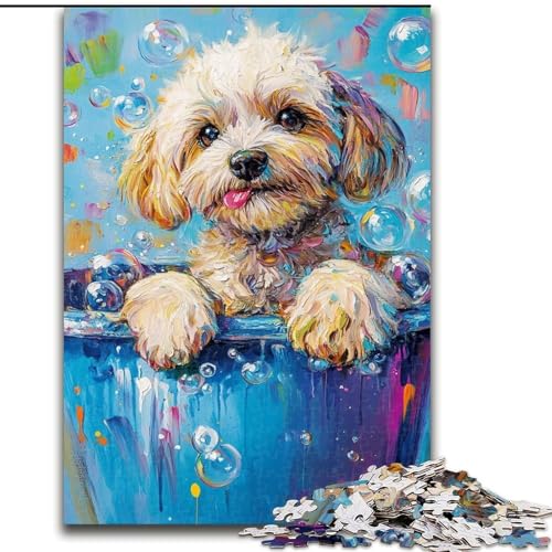 Puzzle für Teenager, 1000 Teile, glücklicher Hund, hilft dem Gehirn, süchtig machendes Spielzeug zu trainieren, um Geduld zu fördern und das Gedächtnis zu verbessern (Größe 26x38cm) von LiJianXXR