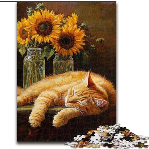 Puzzle für Teenager, 1000 Teile, schlafende Katze, anspruchsvoll und schwierig mit vollständig ineinandergreifenden, zufällig geformten Teilen (Größe 50x75cm) von LiJianXXR