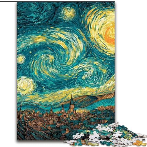Puzzle für Teenager, 1000 Van Gogh-Nachthimmel, Lernspiele, Heimdekoration, geeignet für die Schreibtischdekoration (Größe 26x38cm) von LiJianXXR