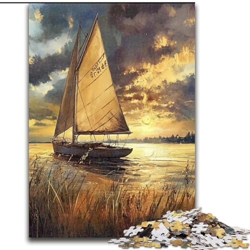 Puzzle für Teenager, 1000 große Segelboote auf dem See, Lernspiele, Heimdekoration, geeignet für die Schreibtischdekoration (Größe 26x38cm) von LiJianXXR