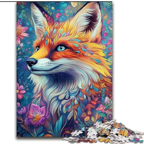 Puzzle für Teenager, 1000-teiliges Puzzle, Blumenfuchs, Quizspiel, Wanddekoration, einzigartige Geburtstags (Größe 26x38cm) von LiJianXXR