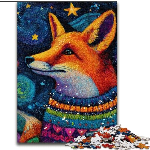 Puzzle für Teenager, 1000-teiliges Puzzle, Fuchs mit Schal, Quizspiel, Wanddekoration, einzigartige Geburtstags (Größe 26x38cm) von LiJianXXR