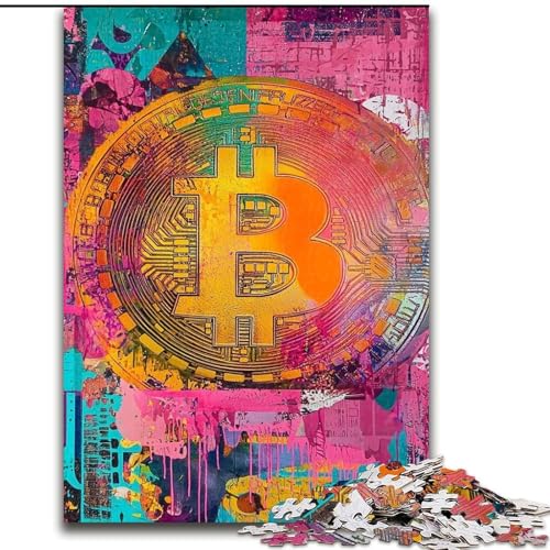 Puzzle für Teenager, 1000-teiliges Puzzle, Graffiti, Bitcoin, Quizspiel, Wanddekoration, einzigartige Geburtstags (Größe 26x38cm) von LiJianXXR