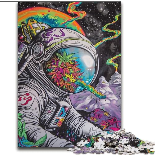 Puzzle für Teenager, 1000-teiliges Puzzle, Psychedelischer Rauchastronaut, Quizspiel, Wanddekoration, einzigartige Geburtstags (Größe 26x38cm) von LiJianXXR
