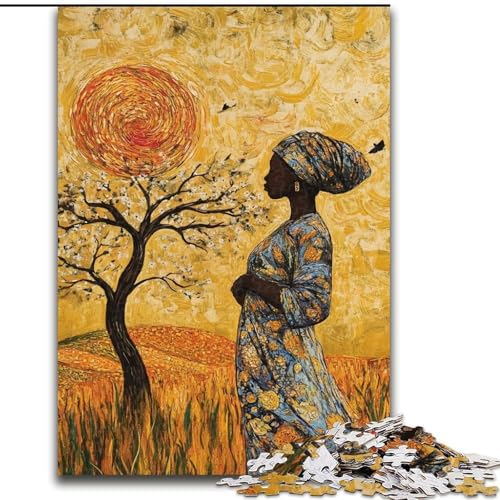 Puzzle für Teenager, 1000-teiliges Puzzle, afrikanische Frauenkunst, Quizspiel, Wanddekoration, einzigartige Geburtstags (Größe 26x38cm) von LiJianXXR