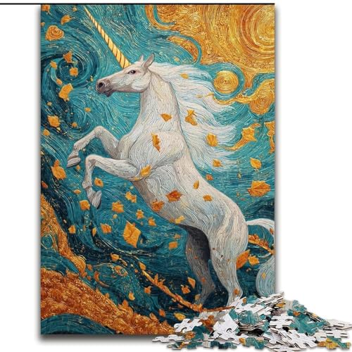Puzzle für Teenager, 1000-teiliges Puzzle, geheimnisvolles Einhorn, Quizspiel, Wanddekoration, einzigartige Geburtstags (Größe 26x38cm) von LiJianXXR